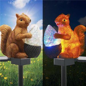 Upgraded Solar Garden Lights Outdoor Decor, Solar Squirrel Stake Lights Colorful